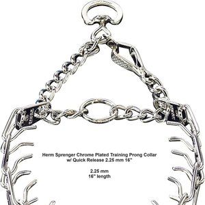 Herm Sprenger Chrome Plated Training Prong Collar w/ Quick Release 2.25 mm 16"